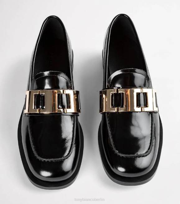 Slipper| de Tony Bianco Frauen Ruiz-Wohnungen Schwarz hochglänzend 4624600